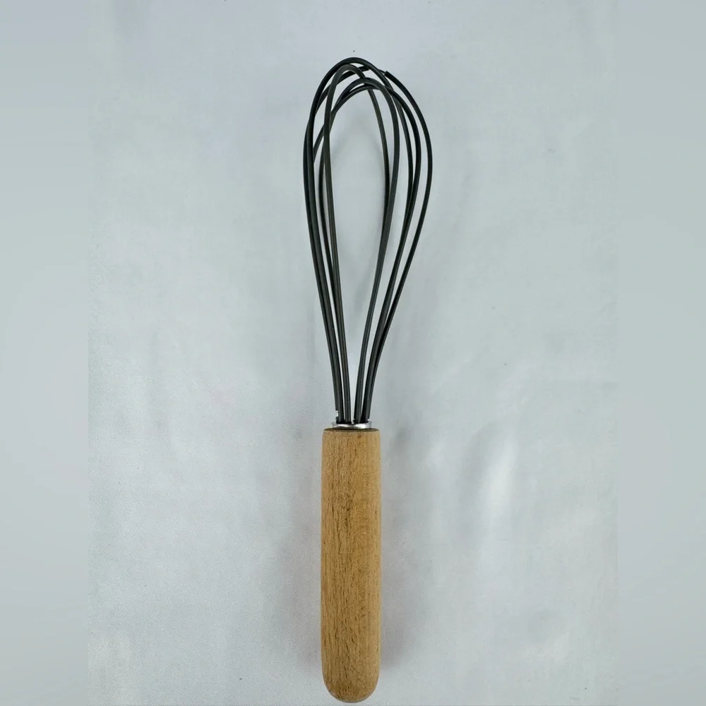 Crate and Barrel Silicone Whisk with Wooden Handle